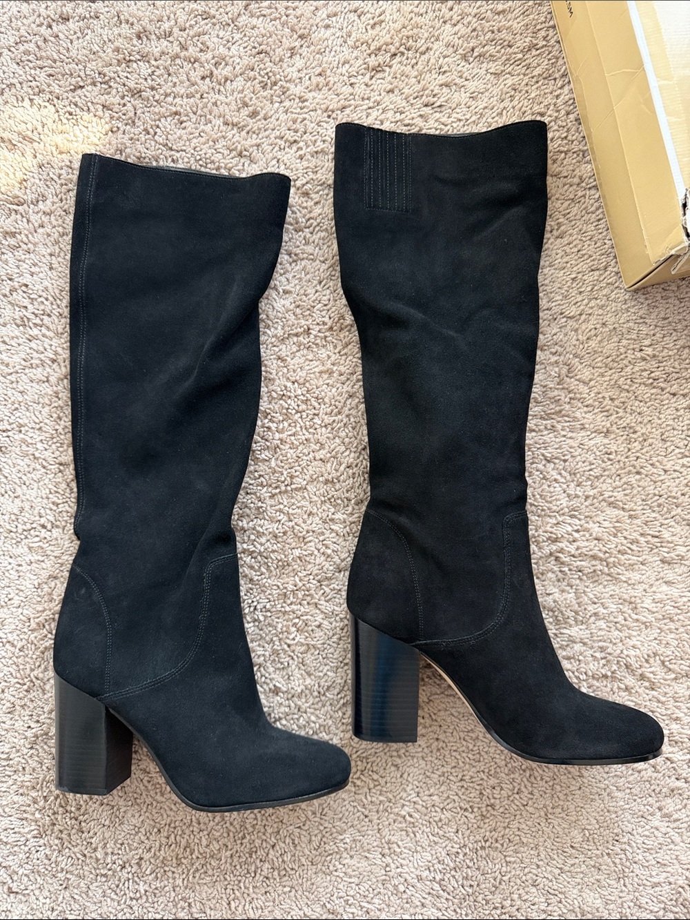 NIB Michael Kors Black Suede Over-the-Knee Block Heel Boots 8.5 orig.$165